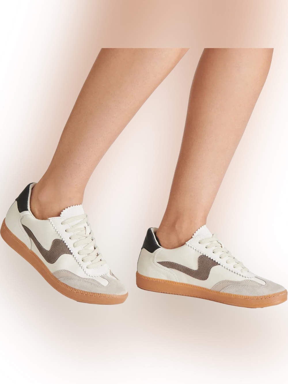 Dolce Vita- Cream and Brown Low-Top Sneakers